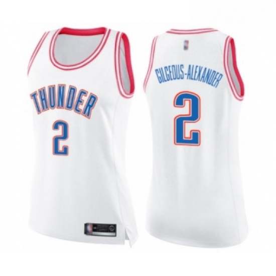 Womens Oklahoma City Thunder 2 Shai Gilgeous Alexander Swingman White Pink Fashion Basketball Jersey