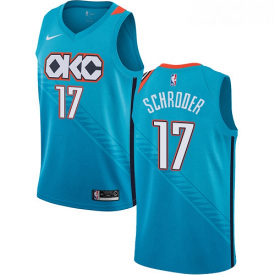 Womens Nike Oklahoma City Thunder 17 Dennis Schroder Swingman Turquoise NBA Jersey City Edition