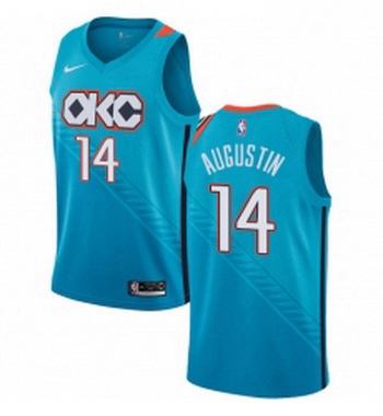 Womens Nike Oklahoma City Thunder 14 DJ Augustin Swingman Turquoise NBA Jersey City Edition