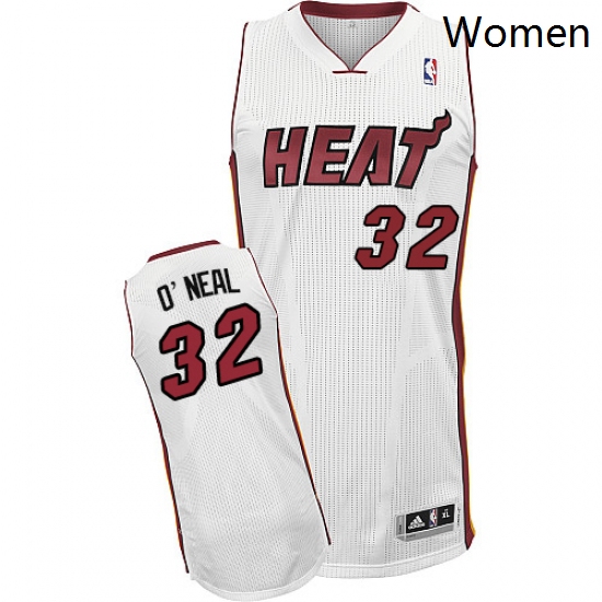 Womens Adidas Miami Heat 32 Shaquille ONeal Authentic White Home