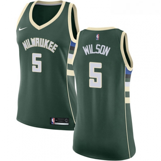 Womens Nike Milwaukee Bucks 5 D J Wilson Swingman Green Road NBA Jersey Icon Edition