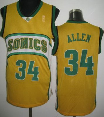 Seattle Supersonics 34 Ray Allen Yellow Revolution 30 NBA Jerseys