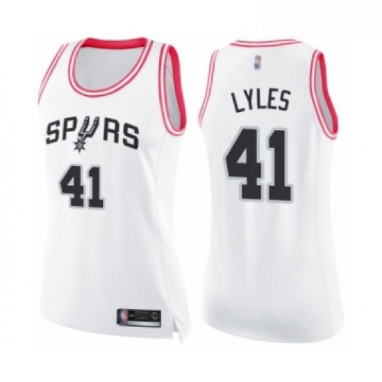 Womens San Antonio Spurs 41 Trey Lyles Swingman White Pink Fashion Basketball Jersey