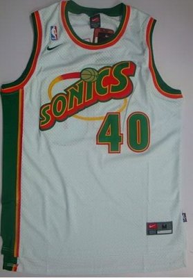 Seattle Supersonics Shawn Kemp #40 white Thowback swingman jerse