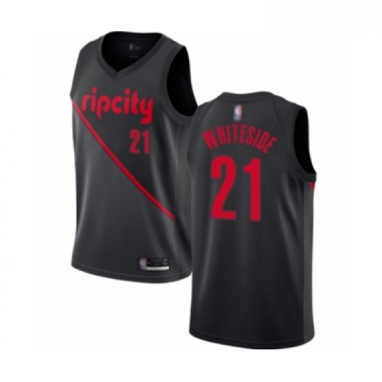 Womens Portland Trail Blazers 21 Hassan Whiteside Swingman Black Basketball Jersey 2018 19 City Edit