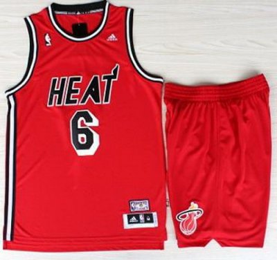 Miami Heat 6 LeBron James Red Hardwood Classics Revolution 30 Swingman NBA Suits