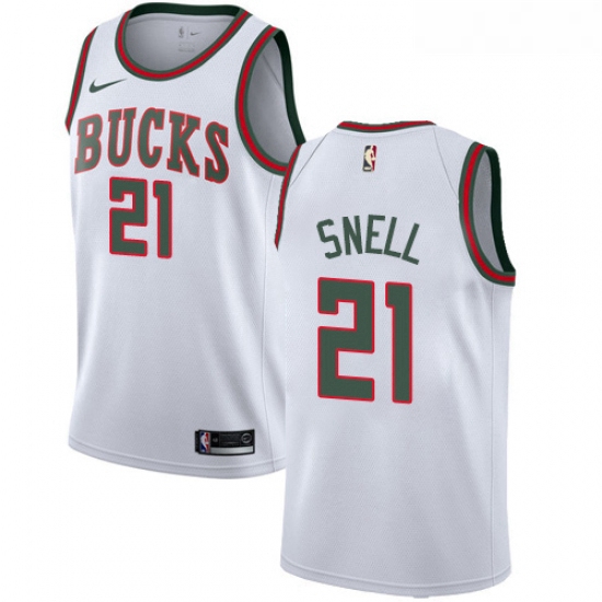 Womens Nike Milwaukee Bucks 21 Tony Snell Authentic White Fashion Hardwood Classics NBA Jersey