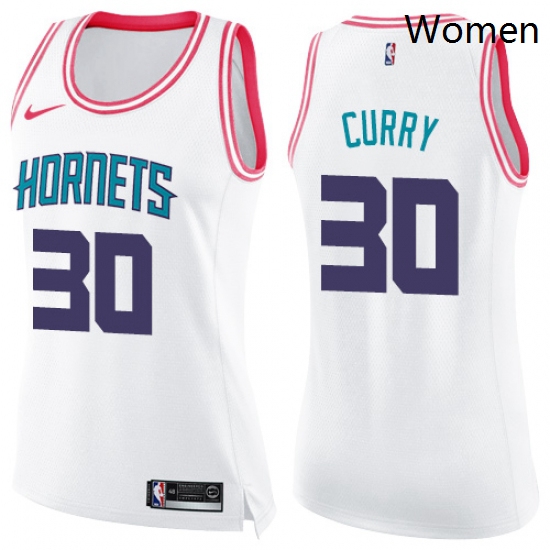 Womens Nike Charlotte Hornets 30 Dell Curry Swingman WhitePink F