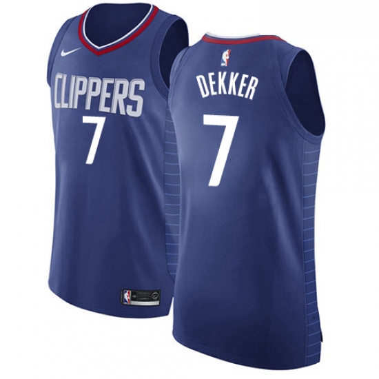 Womens Nike Los Angeles Clippers 7 Sam Dekker Authentic Blue Road NBA Jersey Icon Edition