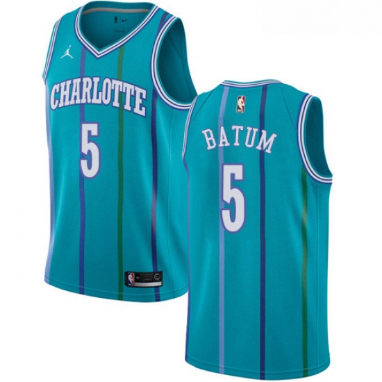 Womens Nike Jordan Charlotte Hornets 5 Nicolas Batum Authentic Aqua Hardwood Classics NBA Jersey