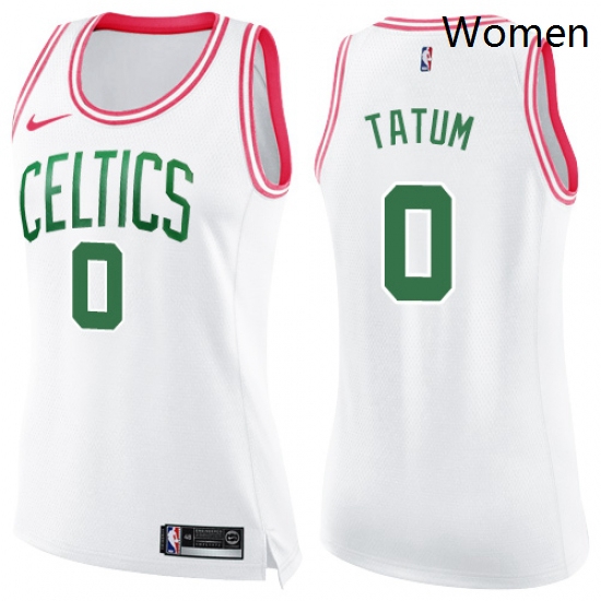 Womens Nike Boston Celtics 0 Jayson Tatum Swingman WhitePink Fashion NBA Jersey