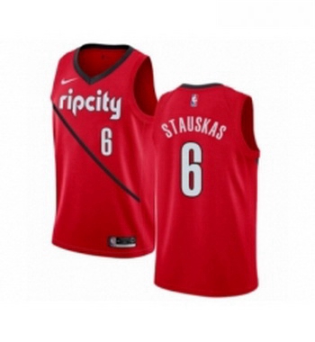 Womens Nike Portland Trail Blazers 6 Nik Stauskas Red Swingman Jersey Earned Edition