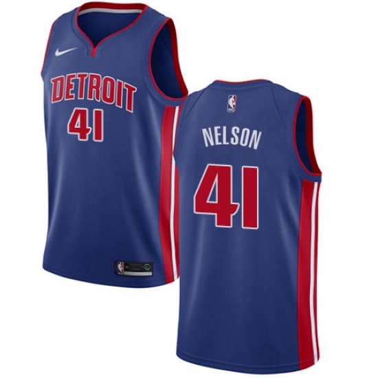 Womens Nike Detroit Pistons 41 Jameer Nelson Swingman Royal Blue NBA Jersey Icon Edition