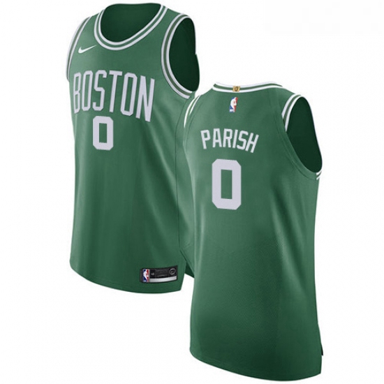 Womens Nike Boston Celtics 0 Robert Parish Authentic GreenWhite No Road NBA Jersey Icon Edition