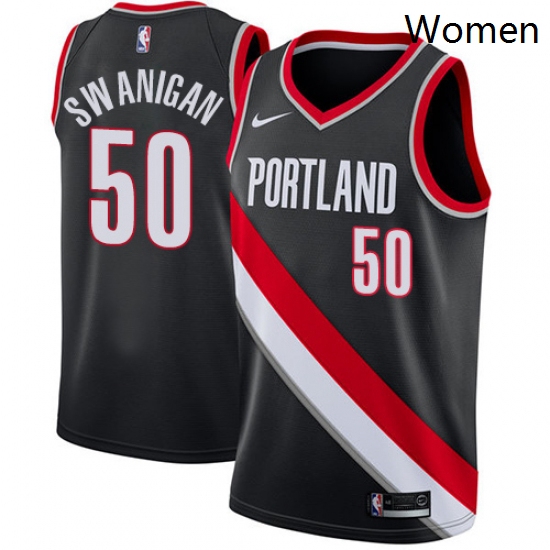 Womens Nike Portland Trail Blazers 50 Caleb Swanigan Swingman Black Road NBA Jersey Icon Edition