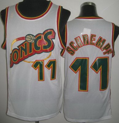 Seattle SuperSonics 11 Detlef Schrempf White Throwback Revolution 30 NBA Jerseys