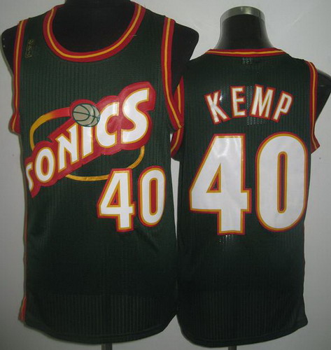 Seattle SuperSonics 40 Shawn Kemp Green Throwback Revolution 30 NBA Jerseys