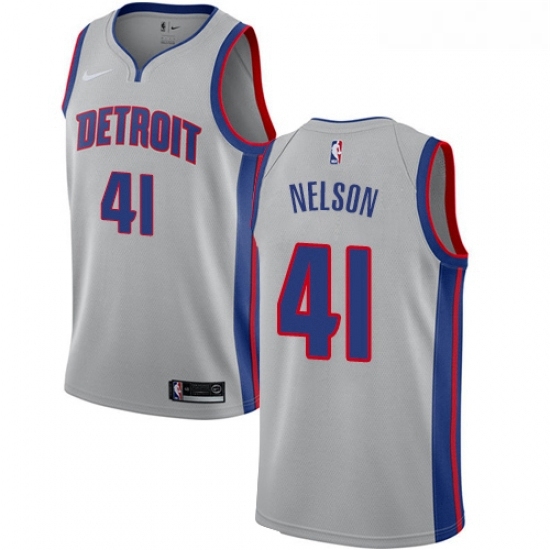 Womens Nike Detroit Pistons 41 Jameer Nelson Swingman Silver NBA Jersey Statement Edition