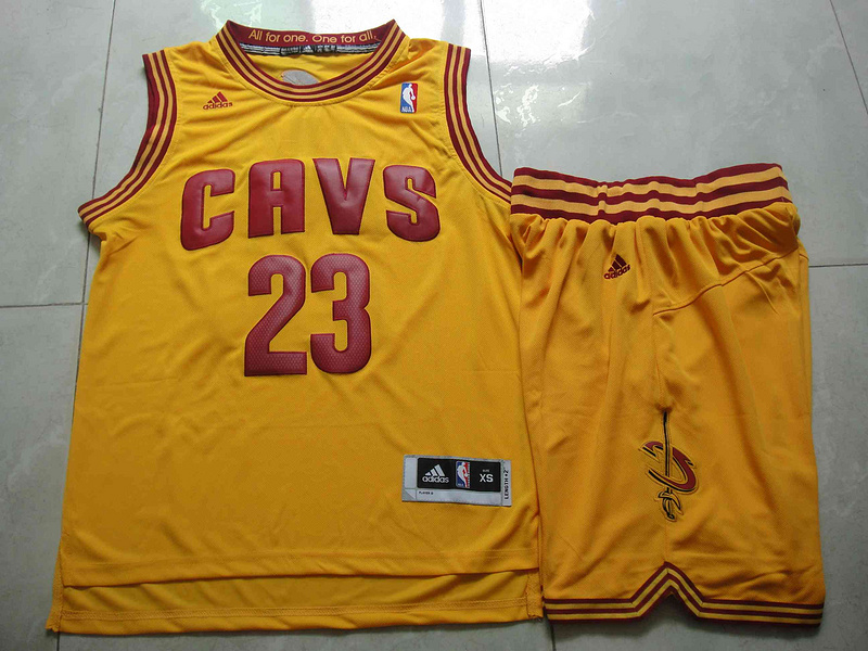 NBA Cleveland Cavaliers 23 LeBron James Yellow Jerseys Shorts Set Suit