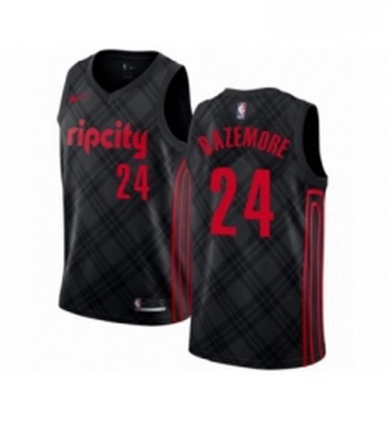 Womens Portland Trail Blazers 24 Kent Bazemore Swingman Black Basketball Jersey City Edition