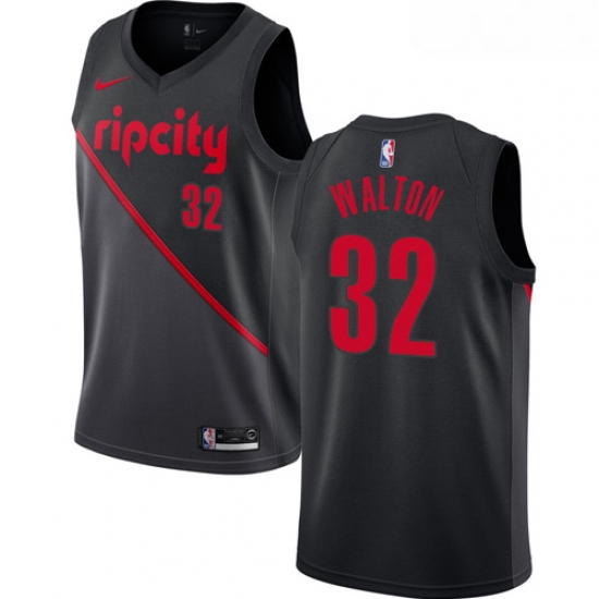 Womens Nike Portland Trail Blazers 32 Bill Walton Swingman Black NBA Jersey 2018 19 City Edition