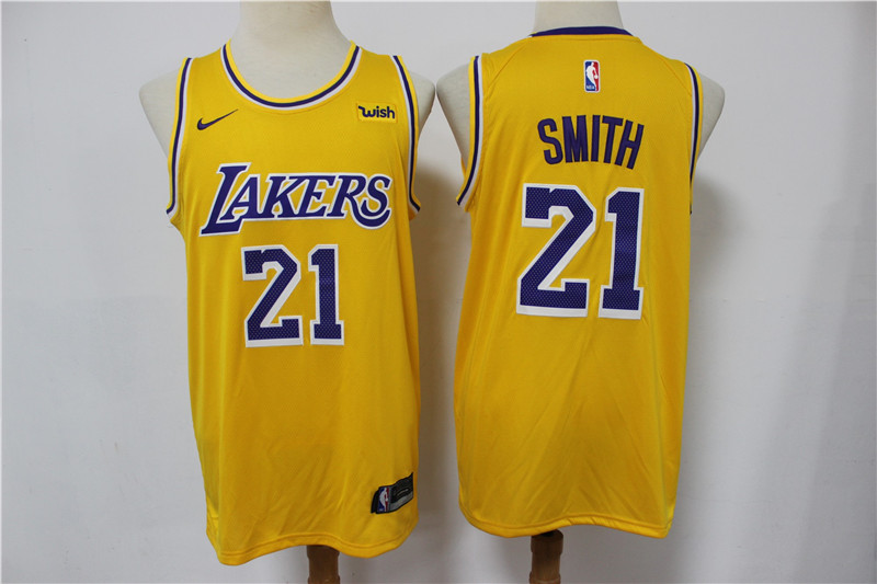 Lakers 21 J R  Smith Yellow Nike Swingman Jersey