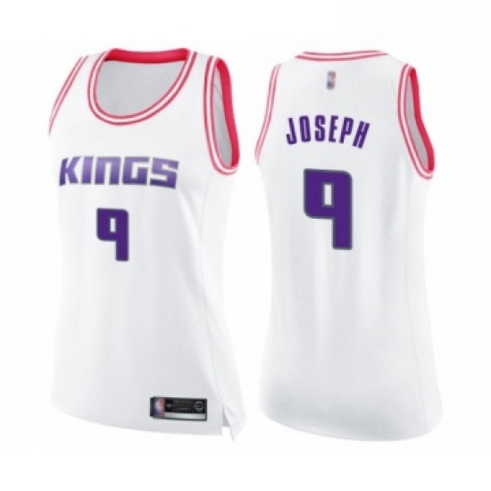 Womens Sacramento Kings 9 Cory Joseph Swingman White Pink Fashion Basketball Jersey