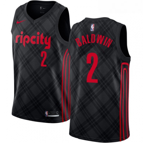 Womens Nike Portland Trail Blazers 2 Wade Baldwin Swingman Black NBA Jersey City Edition