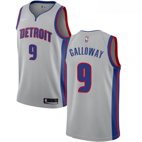 Womens Nike Detroit Pistons 9 Langston Galloway Swingman Silver NBA Jersey Statement Edition