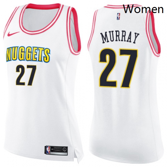 Womens Nike Denver Nuggets 27 Jamal Murray Swingman WhitePink Fa