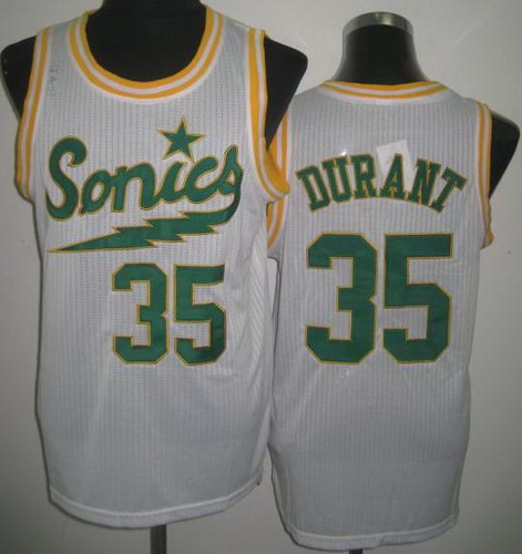 Seattle Supersonic 35 Kevin Durant White Revolution 30 NBA Basketball Jerseys