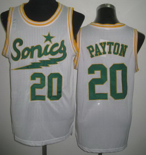 Seattle SuperSonics 20 Gary Payton White Throwback Revolution 30 NBA Basketball Jerseys