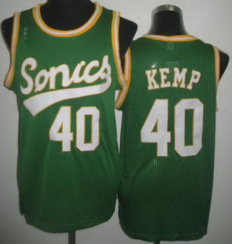 Seattle SuperSonics 40 Shawn Kemp Green Throwback Revolution 30 NBA Basketball Jerseys