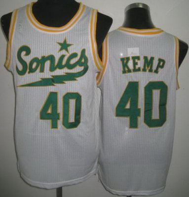 Seattle SuperSonics 40 Shawn Kemp White Throwback Revolution 30 NBA Basketball Jerseys