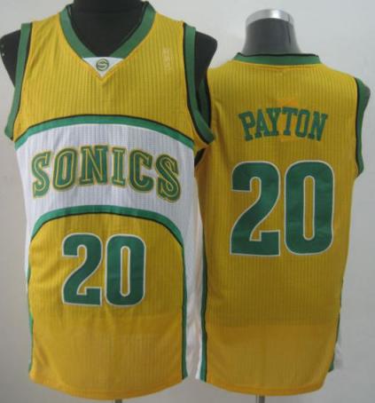 Seattle SuperSonics 20 Gary Payton Yellow Throwback Revolution 30 NBA Basketball Jerseys-2