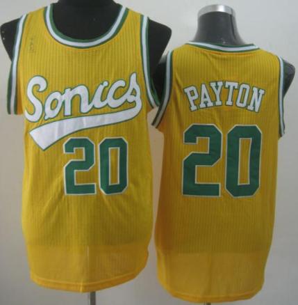 Seattle SuperSonics 20 Gary Payton Yellow Throwback Revolution 30 NBA Basketball Jerseys