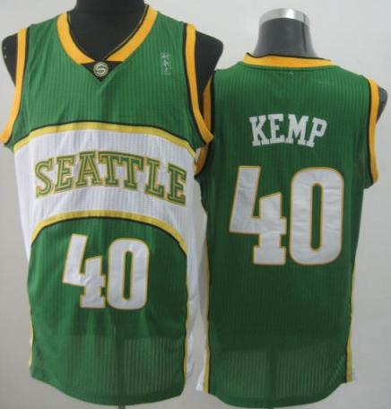 Seattle SuperSonics 40 Shawn Kemp Green Throwback Revolution 30 NBA Basketball Jerseys