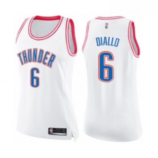 Womens Oklahoma City Thunder 6 Hamidou Diallo Swingman White Pink Fashion Basketball Jersey