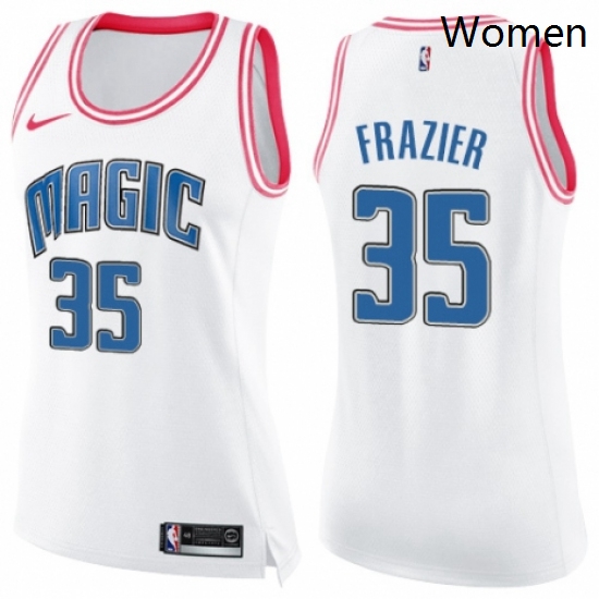 Womens Nike Orlando Magic 35 Melvin Frazier Swingman WhitePink Fashion NBA Jersey