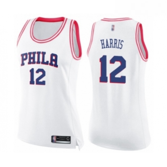 Womens Philadelphia 76ers 12 Tobias Harris Swingman White Pink Fashion Basketball Jersey