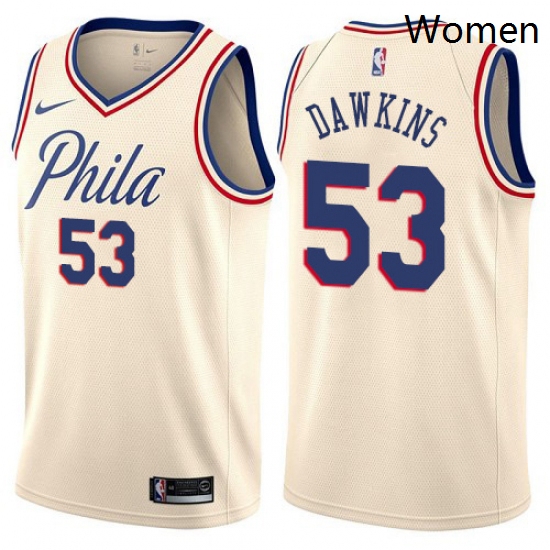 Womens Nike Philadelphia 76ers 53 Darryl Dawkins Swingman Cream 
