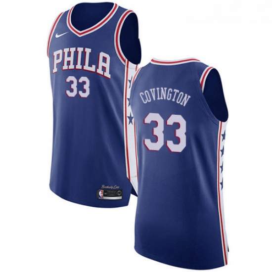 Womens Nike Philadelphia 76ers 33 Robert Covington Authentic Blue Road NBA Jersey Icon Edition