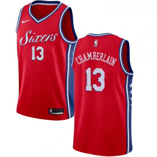 Womens Nike Philadelphia 76ers 13 Wilt Chamberlain Authentic Red Alternate NBA Jersey Statement Edit