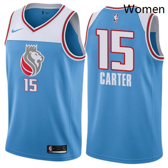 Womens Nike Sacramento Kings 15 Vince Carter Swingman Blue NBA Jersey City Edition