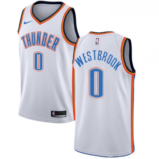 Womens Nike Oklahoma City Thunder 0 Russell Westbrook Authentic White Home NBA Jersey Association Ed