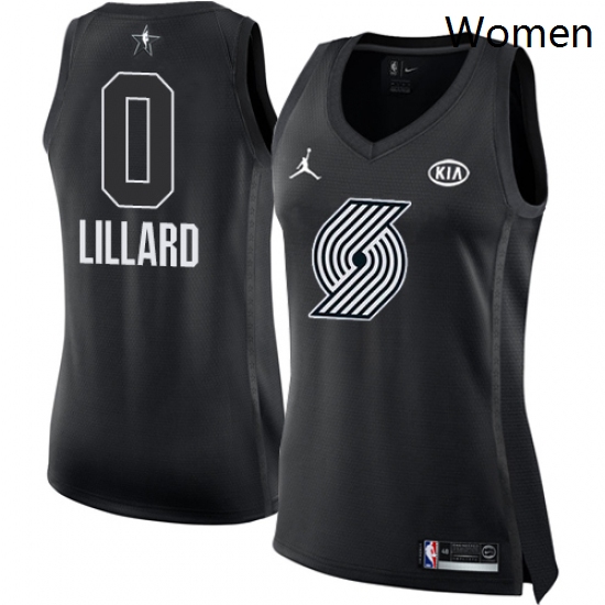 Womens Nike Jordan Portland Trail Blazers 0 Damian Lillard Swingman Black 2018 All Star Game NBA Jer