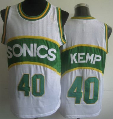 Seattle SuperSonics 40 Shawn Kemp White Hardwood Classics Revolu