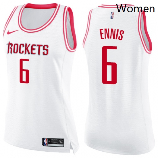 Womens Nike Houston Rockets 6 Tyler Ennis Swingman WhitePink Fashion NBA Jersey