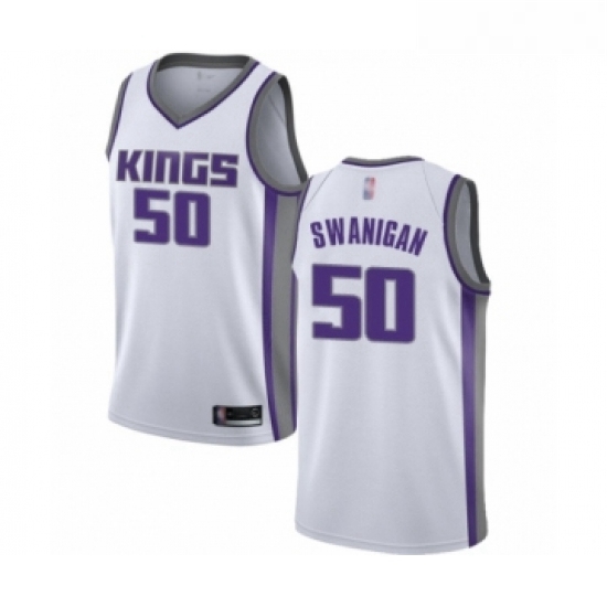 Womens Sacramento Kings 50 Caleb Swanigan Swingman White Basketball Jersey Association Edition