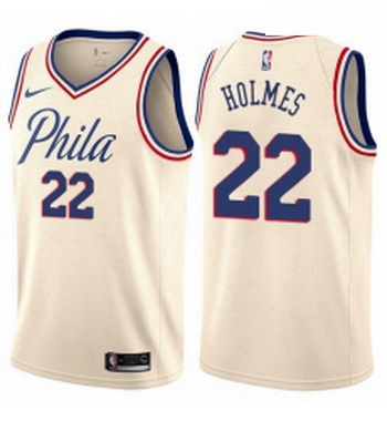 Womens Nike Philadelphia 76ers 22 Richaun Holmes Swingman Cream NBA Jersey City Edition